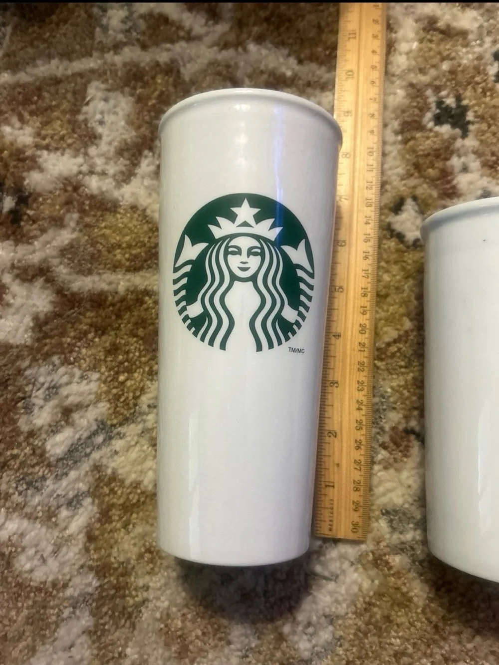 Starbucks 7.5” ceramic tumbler 16 ounce double walled unique size